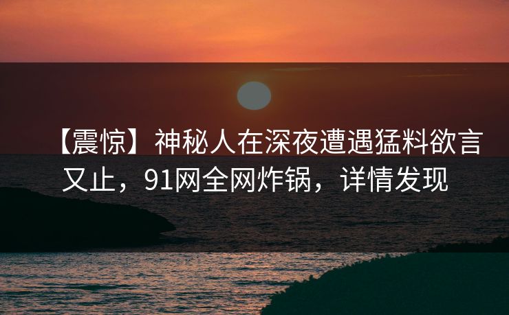 【震惊】神秘人在深夜遭遇猛料欲言又止,91网全网炸锅,详情发现 【震惊】神秘人在深夜遭遇猛料欲言又止,91网全网炸锅,详情发现