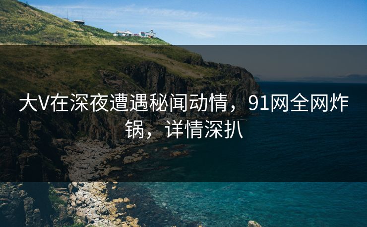 大V在深夜遭遇秘闻动情，91网全网炸锅，详情深扒