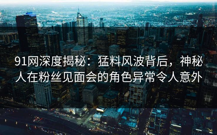 91网深度揭秘：猛料风波背后，神秘人在粉丝见面会的角色异常令人意外