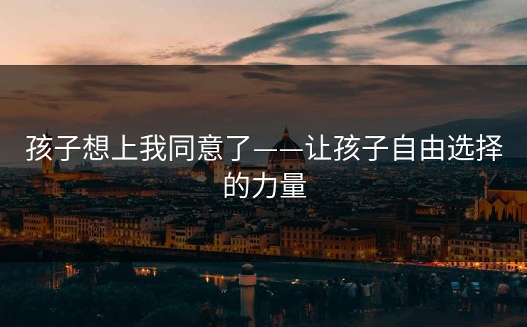 孩子想上我同意了——让孩子自由选择的力量